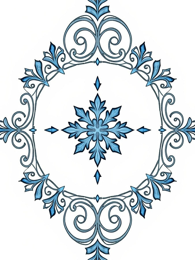 Elegant Blue Floral Medallion Rug