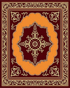 Rich Red Orange Floral Mandala Design Rug