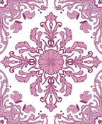 Pink Floral Centerpiece Damask Design Rug