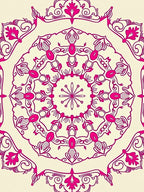 Radial Mandala Design with Pink Accents Rug