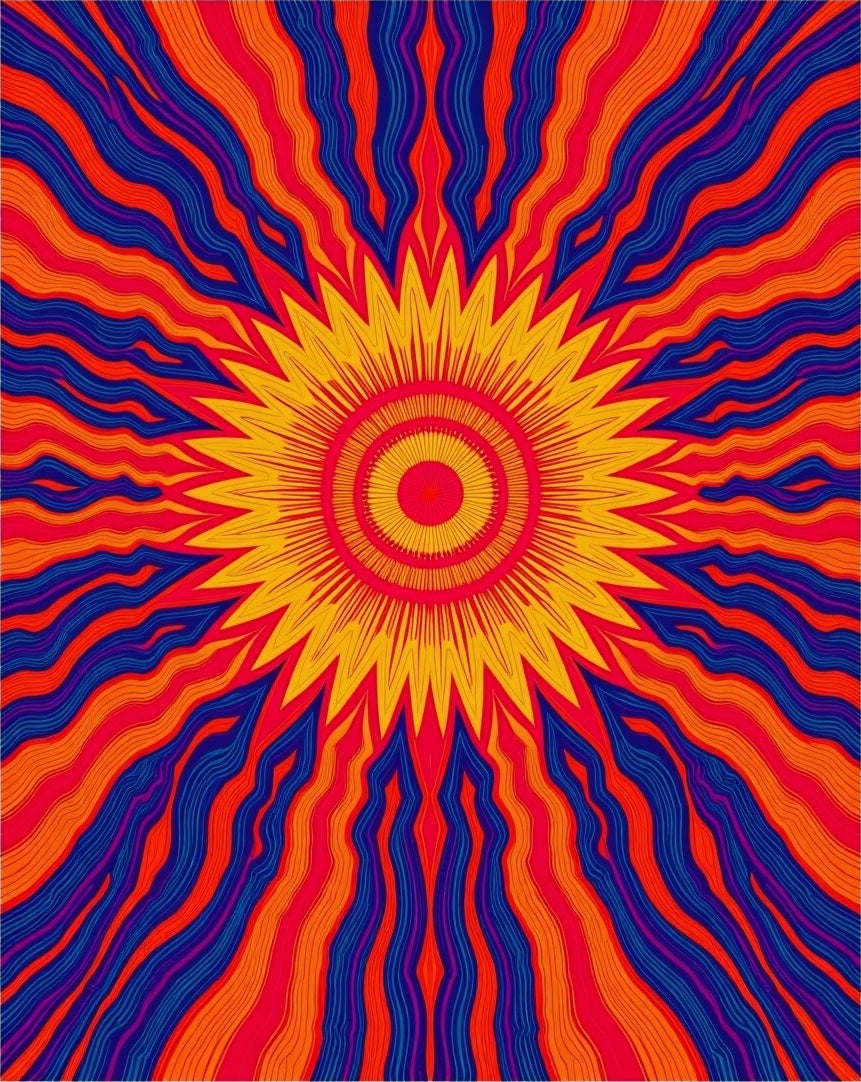 Radiating Sunburst Pattern Rug