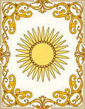 Bright Sun With Ornate Border Rug