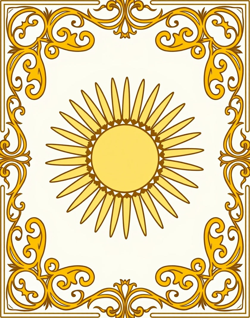 Bright Sun With Ornate Border Rug