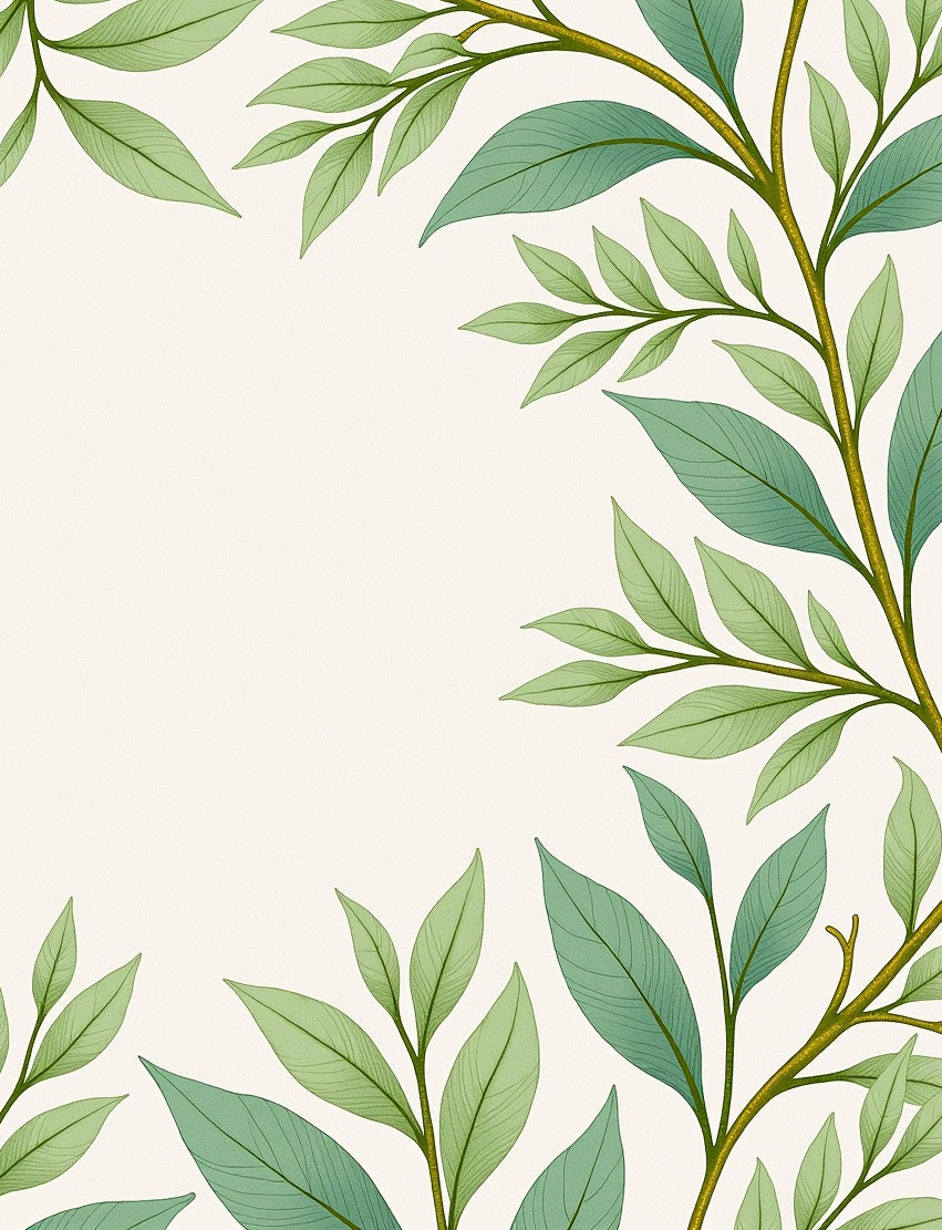 Green Leafy Branch Pattern Rug