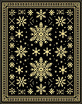 Golden Snowflake Black Contemporary Rug
