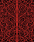 Intricate Red Swirl Pattern Design Rug