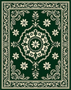 Elegant Floral Medallion Border Design Rug