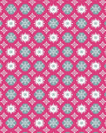 Fuchsia White Gray Floral Tiling Rug