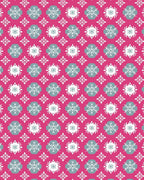 Fuchsia White Gray Floral Tiling Rug