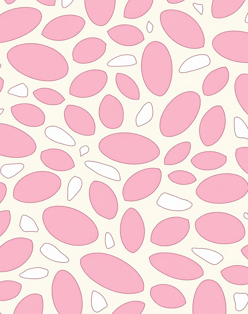 Pink And White Oval Pattern Rug