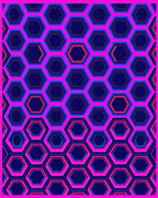 Bold Pink Blue Hexagon Geometric Design Rug