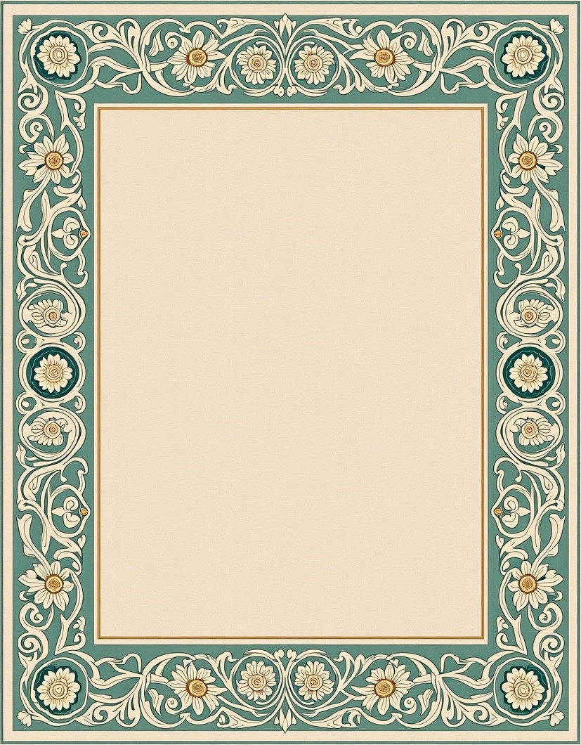 Ornate Floral Border Pattern Rug
