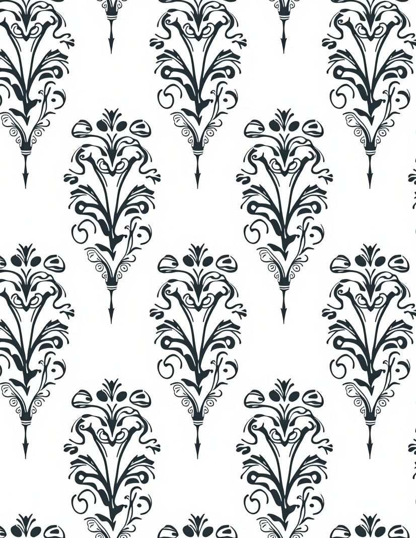 Ornate Floral Damask Pattern Rug