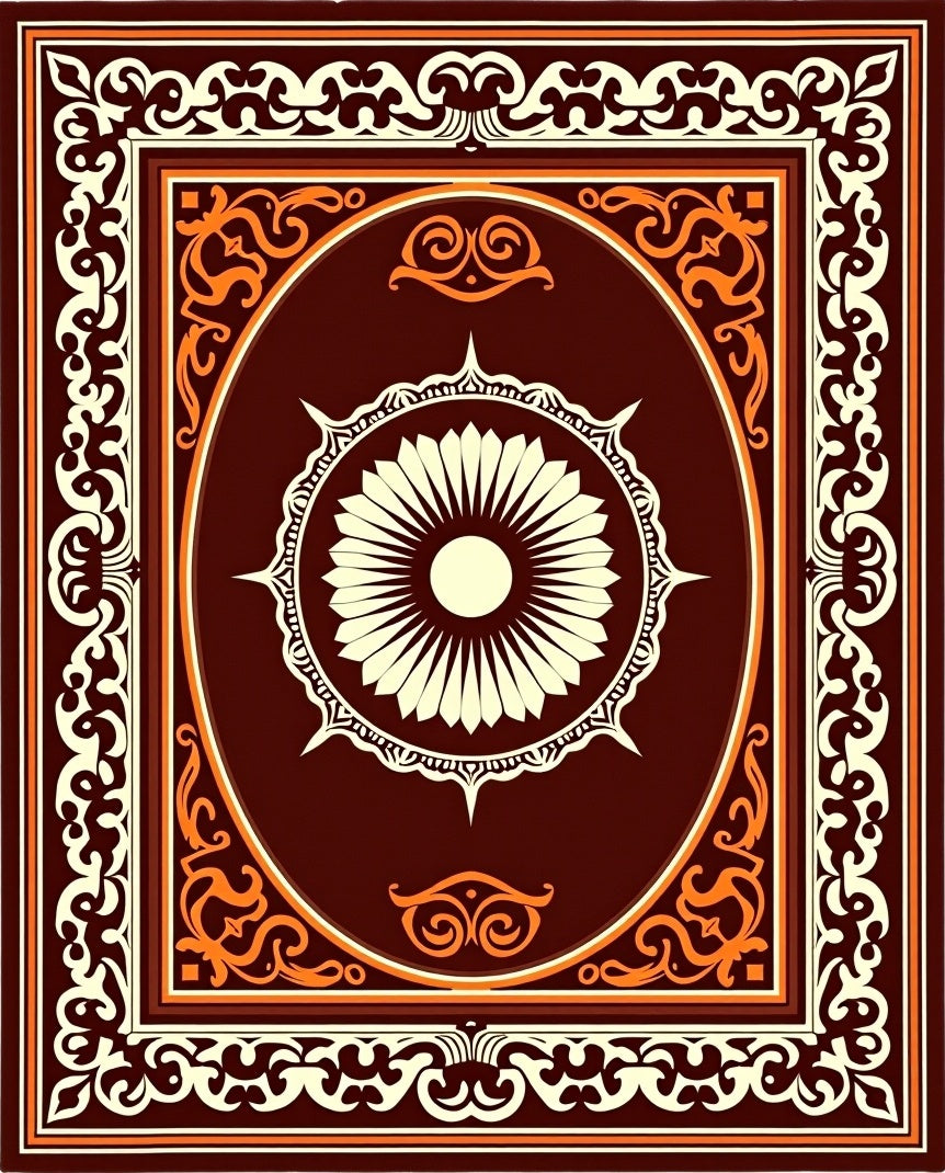 Floral Medallion Symmetrical Border Design Rug