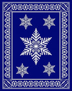 Deep Blue Snowflake Gala Border Rug
