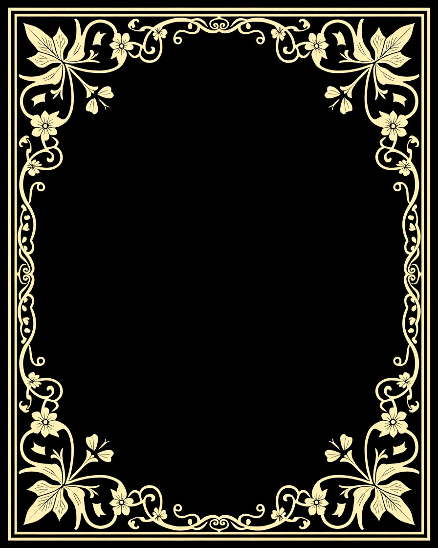 Elaborate Floral Vine Border Design Rug