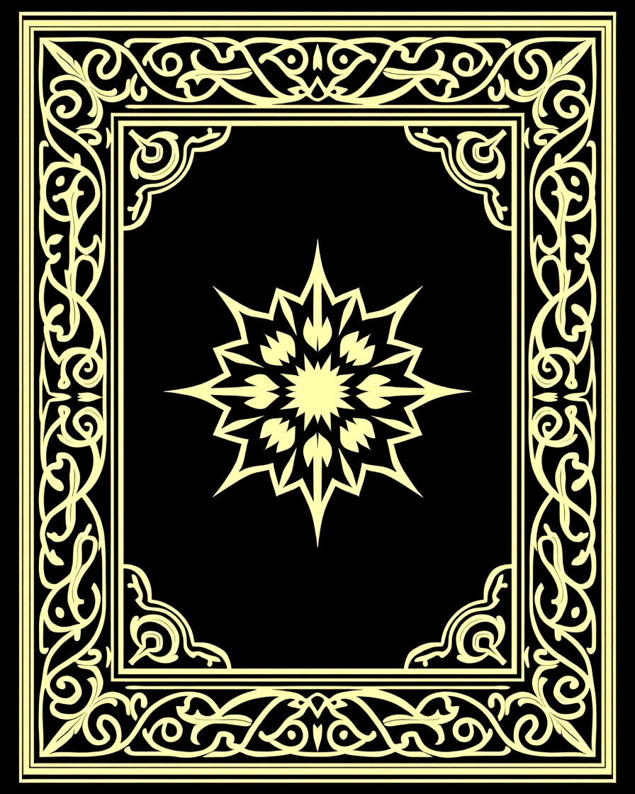 Ornate Starburst Filigree Border Rug