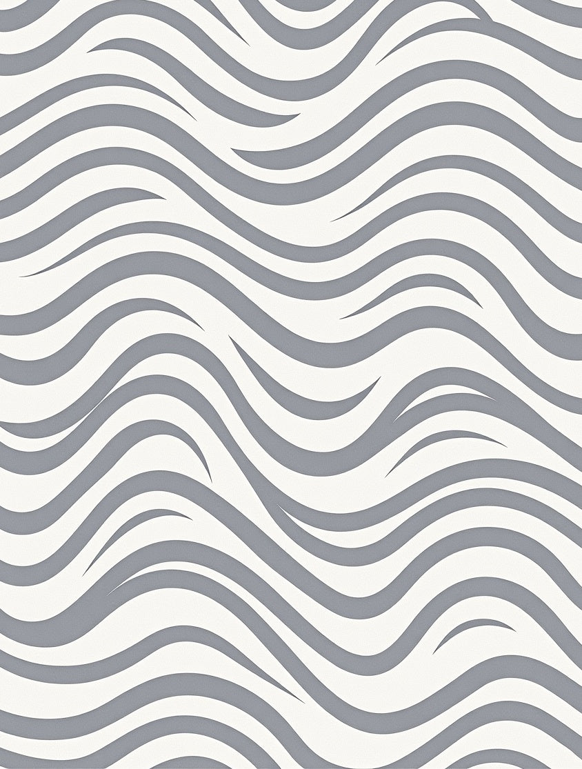 Modern Grey Wave Pattern Rug