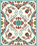 Ornate Floral Medallion Pattern Rug