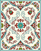 Ornate Floral Medallion Pattern Rug