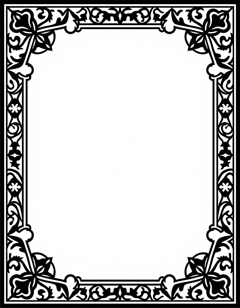 Ornate Floral Border Pattern Rug