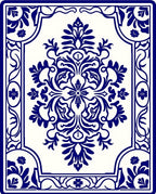 Classic Blue Floral Damask Rug