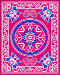 Vibrant Pink Blue Floral Medallion Rug