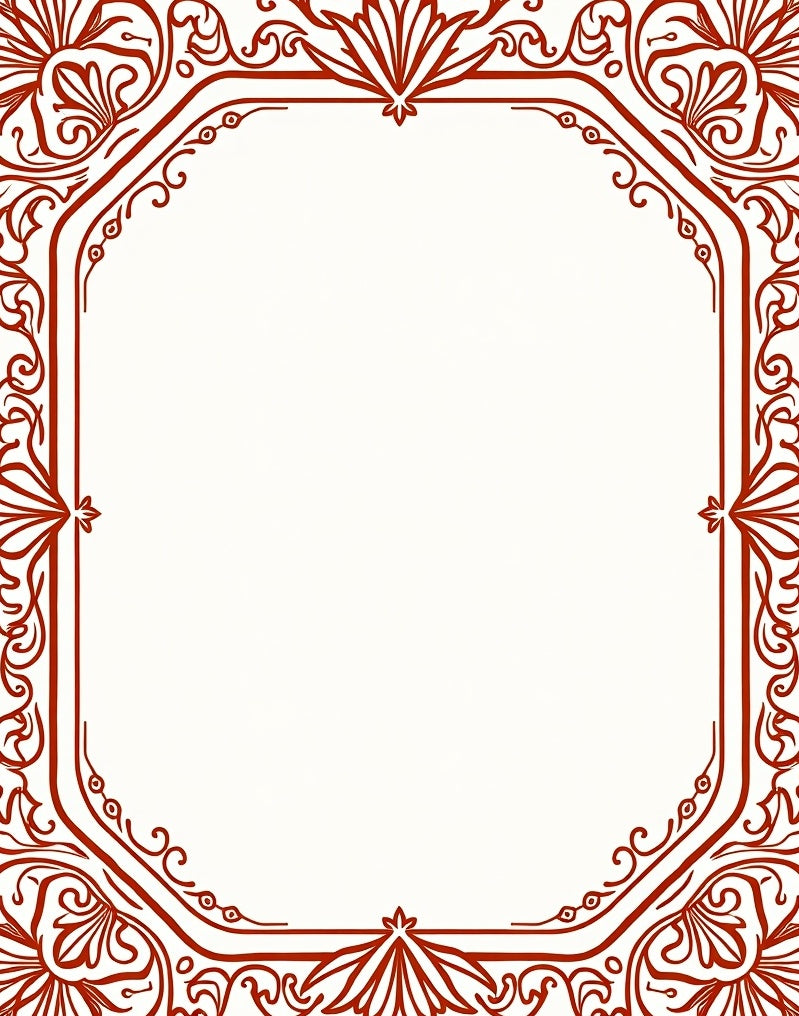 Ornate Red Floral Border Design Rug