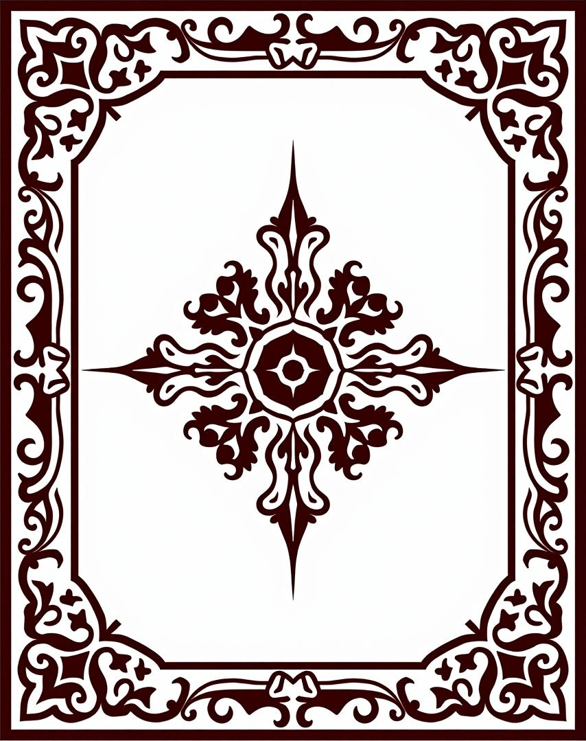 Ornate Dark Red Floral Medallion Rug