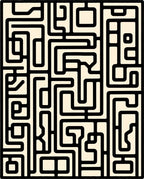 Abstract Black And White Maze Pattern Rug