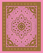 Art Deco Pink Gold Intricate Pattern Rug