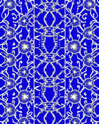 Vibrant Blue Floral Scroll Medallion Rug