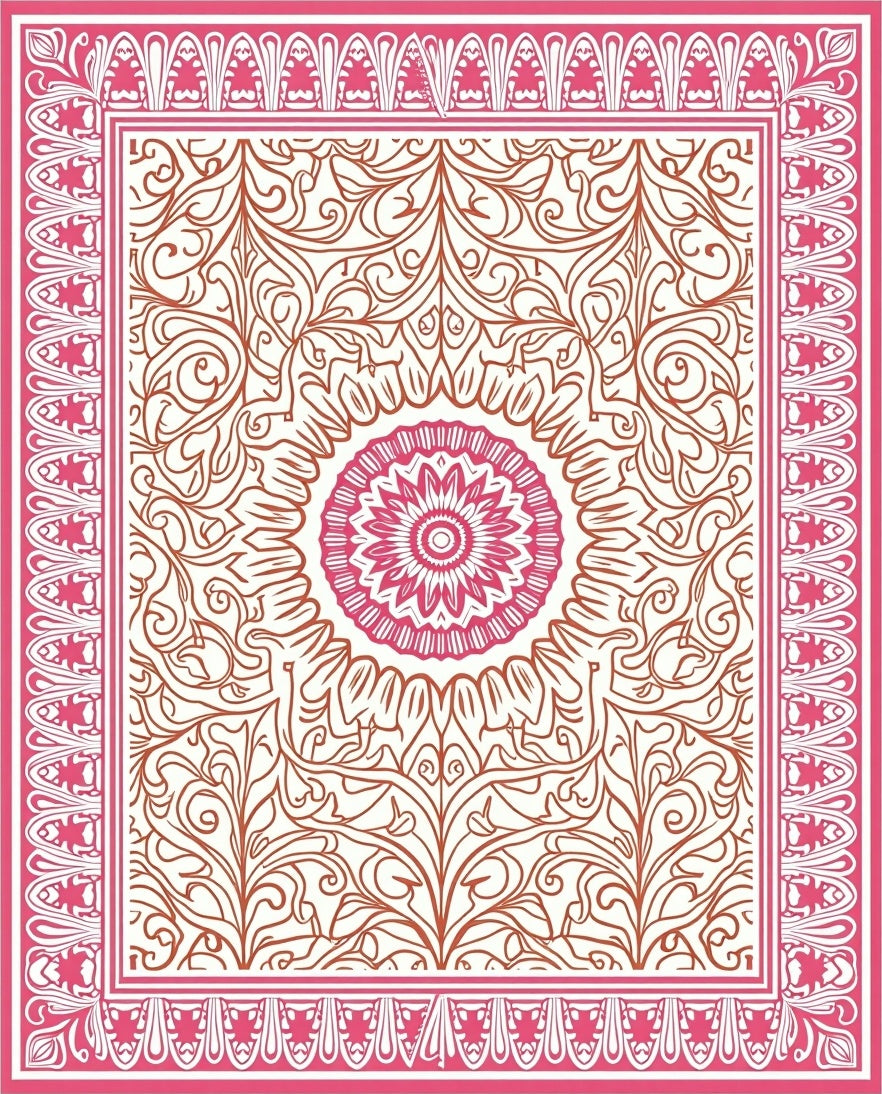 Ornate Floral Mandala Design Rug