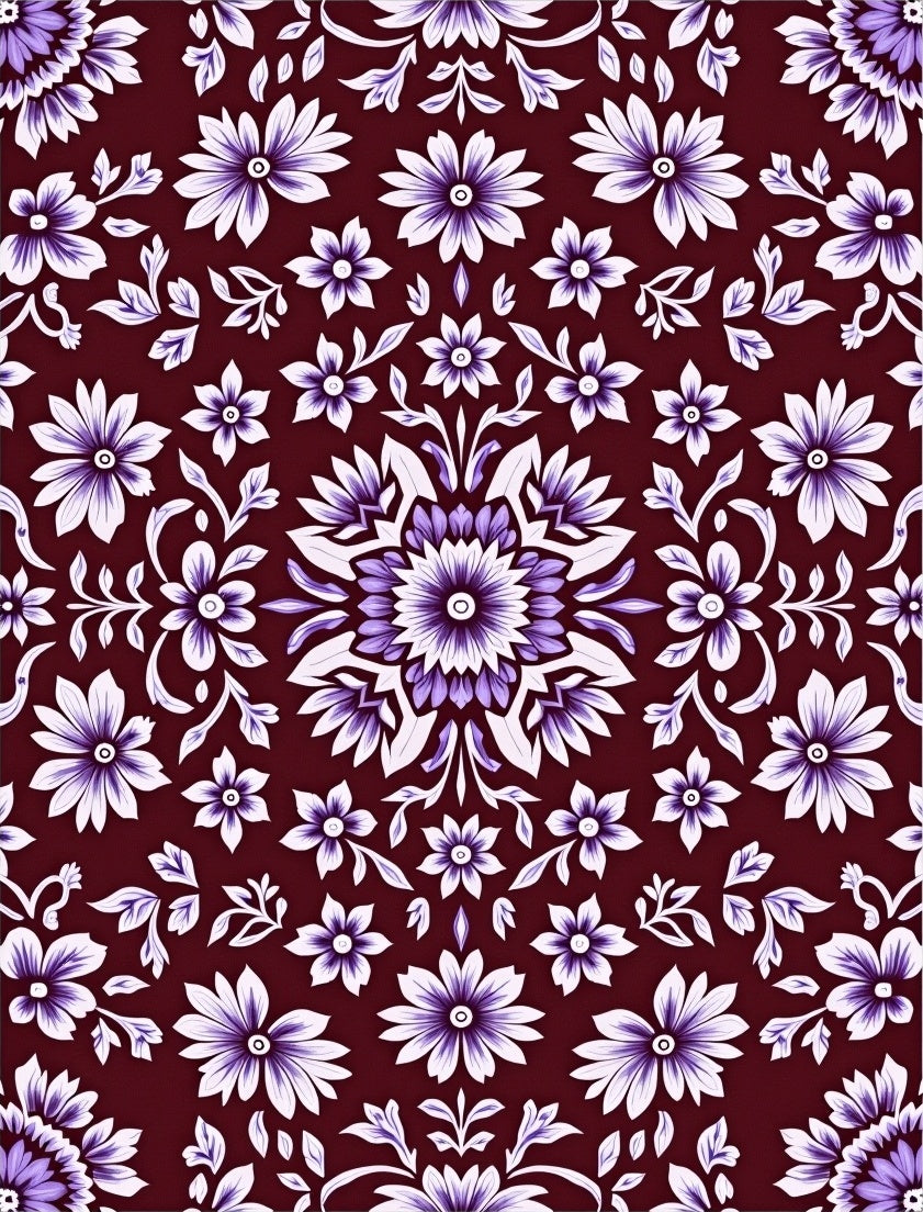 Ornate Floral Mandala Vine Pattern Rug