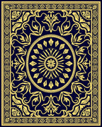 Elegant Gold Floral Border Rug