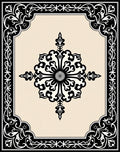 Vintage Black Floral Damask Pattern Rug