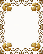 Ornate Gold Swirls And Shell Pattern Rug