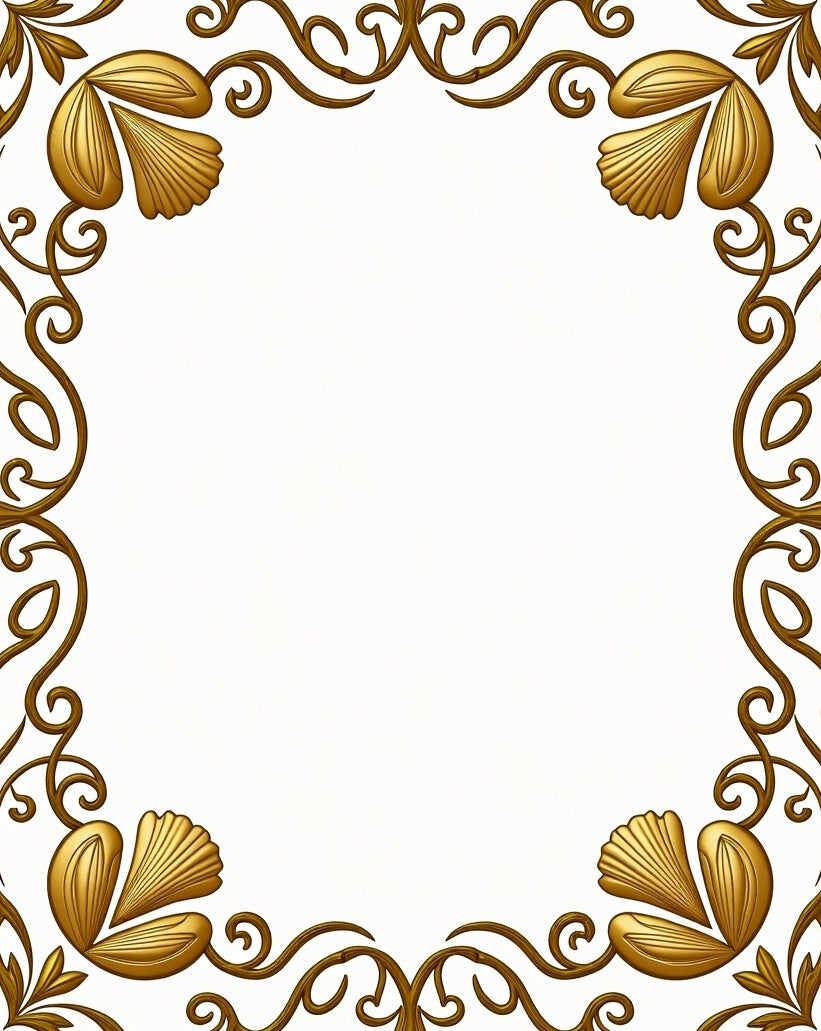 Ornate Gold Swirls And Shell Pattern Rug