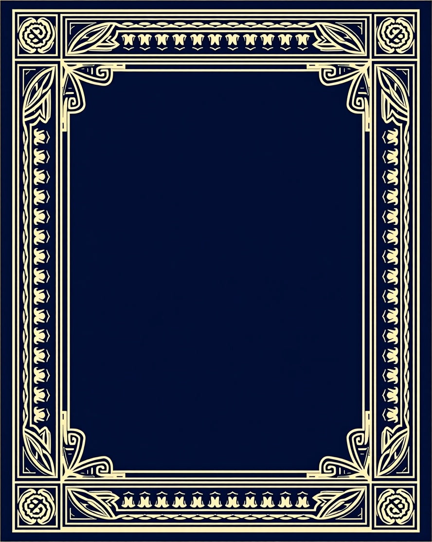 Ornate Floral Border Pattern Rug