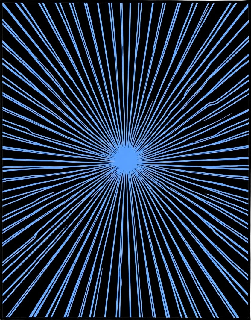 Abstract Sun Burst Blue Pattern Rug