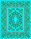 Art Nouveau Green Floral Scroll Design Rug