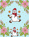 Winter Snowman Floral Border Rug