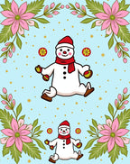 Winter Snowman Floral Border Rug