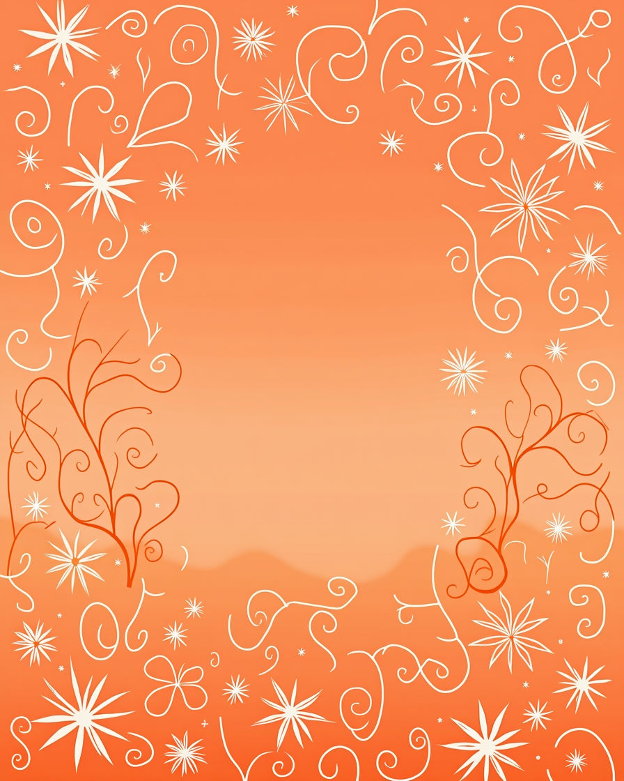 Orange Floral Swirl Vines Rug