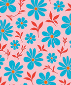Retro Floral Pattern Red Blue Rug