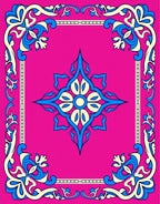 Vibrant Floral Medallion Border Design Rug