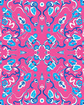Ornate Floral Vines On Pink Background Rug