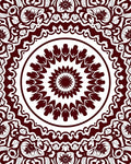 Maroon Floral Medallion Intricate Mandala Rug