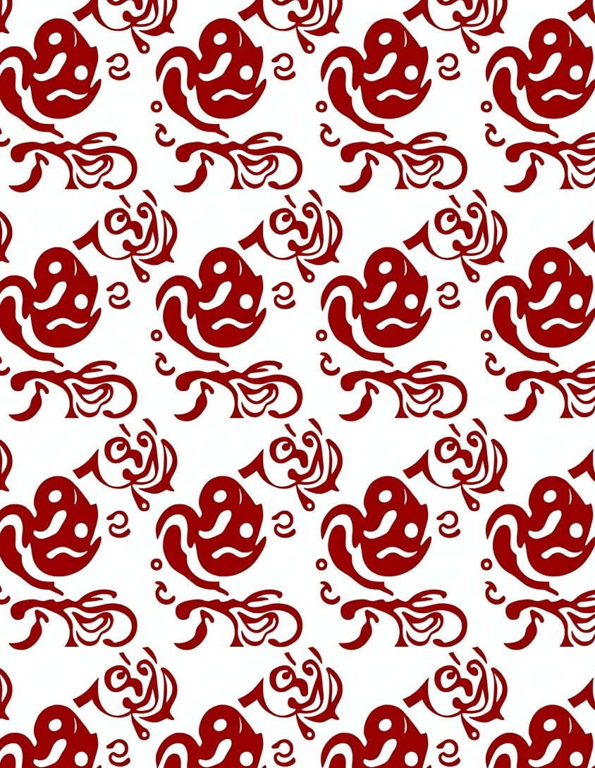 Vibrant Red Abstract Swirls Rug