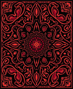 Intricate Red Floral Swirls Design Rug